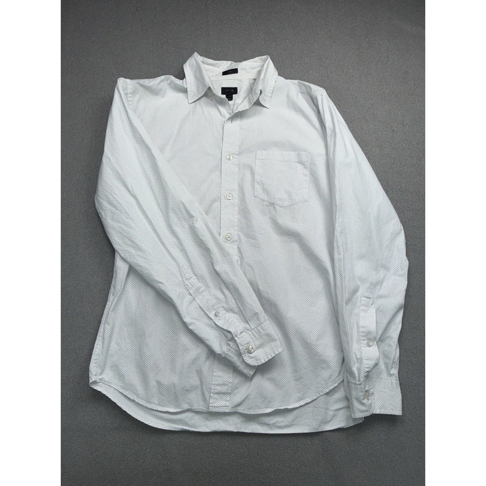 J.Crew Slim Fit Dress Shirt Mens Medium Blue White Dots 100% Cotton